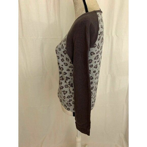 Splendid Womens Grey Gray Long Sleeve Leopard Print Sweater Top Xs - Picture 3 of 7